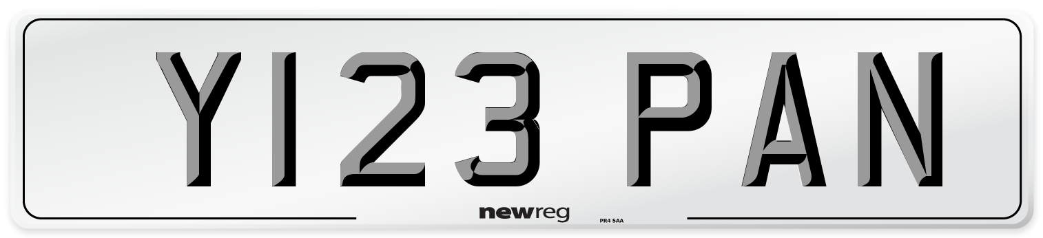Y123 PAN Number Plate from New Reg